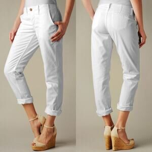 True Religion | Jordan Boyfriend White Button Fly Mid Rise Straight Leg Pants